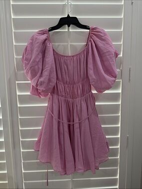 & Merci - Pink Puff-Sleeve Mini Dress
